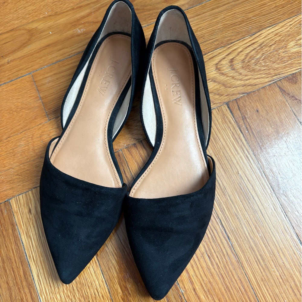 J. Crew Black Suede Pointed Flats
